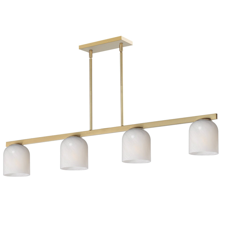 Scoop 4 Light Linear Pendant in Natural Aged Brass