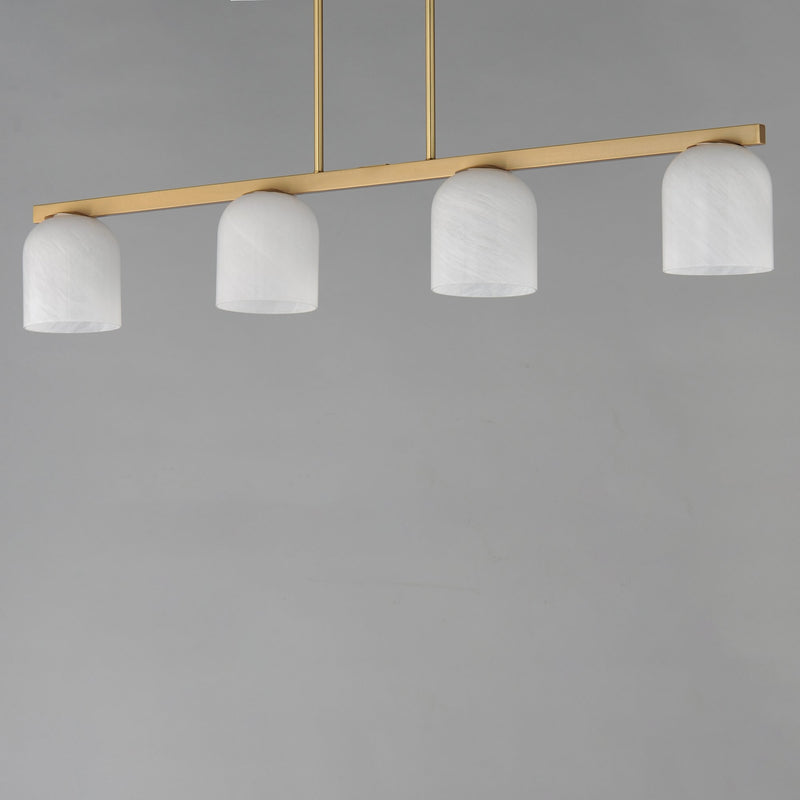 Scoop 4 Light Linear Pendant in Natural Aged Brass