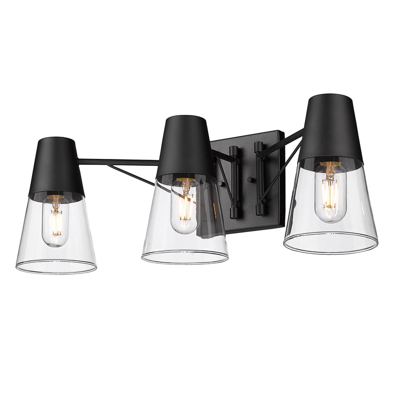 Ryker 3-Light Bath Vanity Light in Matte Black