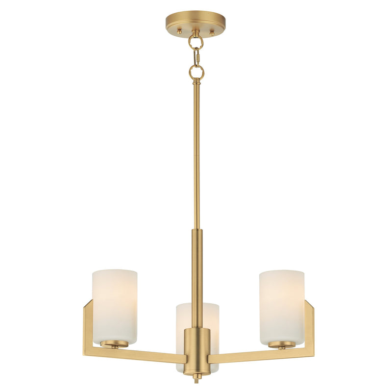 Dart 3 Light Chandelier in Natural Aged Brass