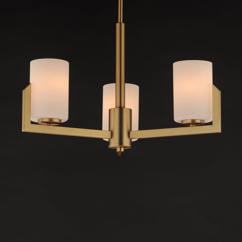 Dart 3 Light Chandelier in Natural Aged Brass