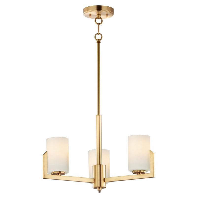Dart 3 Light Chandelier in Satin Brass