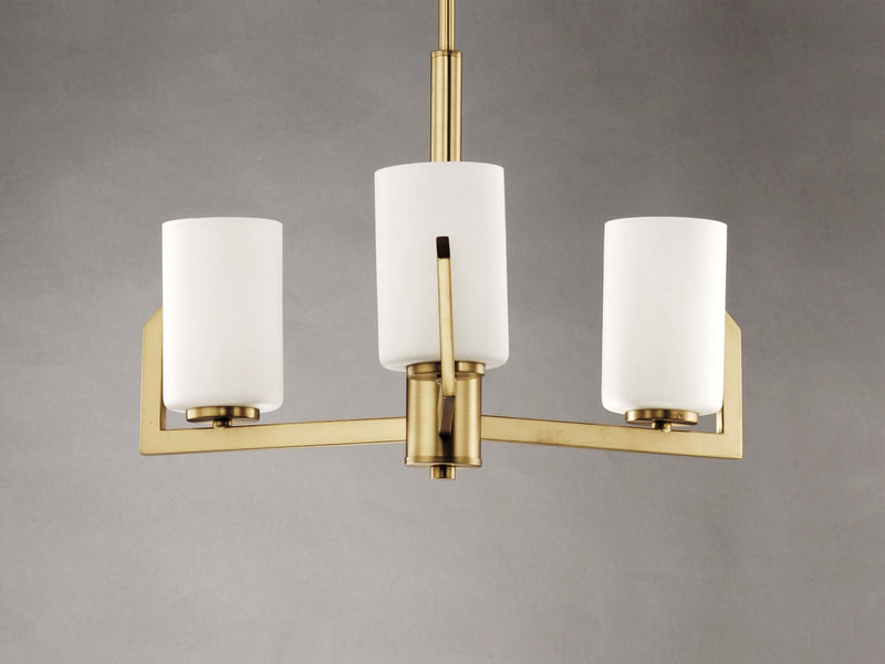 Dart 3 Light Chandelier in Satin Brass