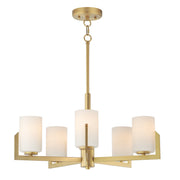 Dart 5 Light Chandelier in Natural Aged Brass