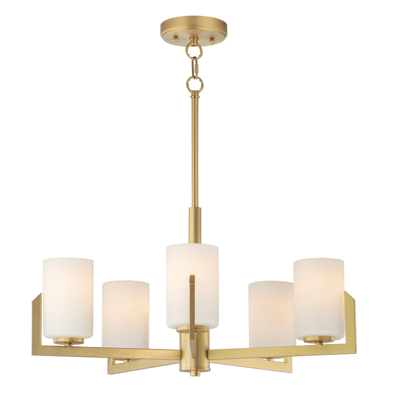 Dart 5 Light Chandelier in Natural Aged Brass