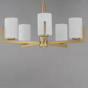 Dart 5 Light Chandelier in Natural Aged Brass