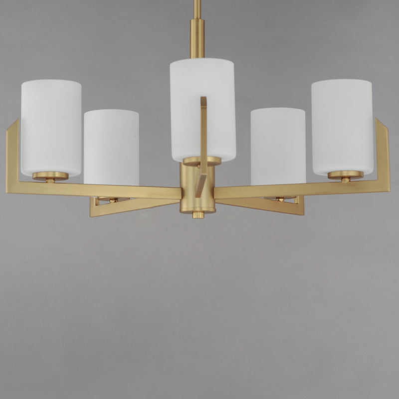 Dart 5 Light Chandelier in Natural Aged Brass