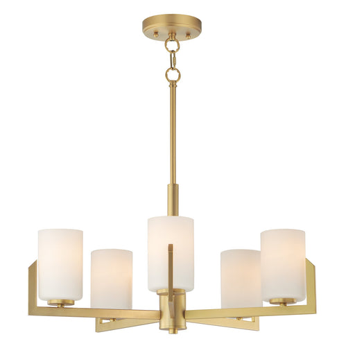 Dart 5 Light Chandelier in Natural Aged Brass