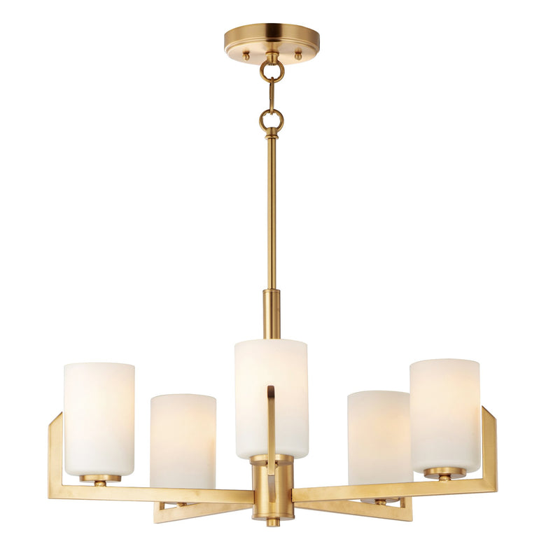 Dart 5 Light Chandelier in Satin Brass