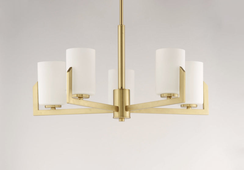 Dart 5 Light Chandelier in Satin Brass