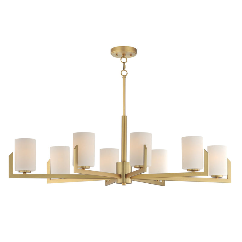 Dart 8 Light Chandelier in Natural Aged Brass