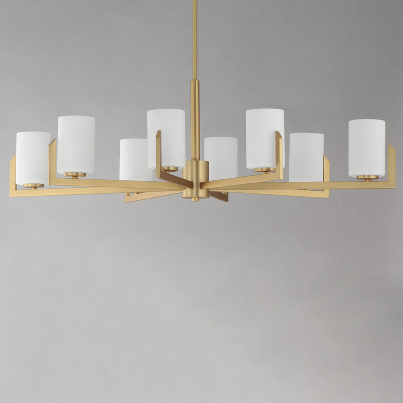 Dart 8 Light Chandelier in Natural Aged Brass