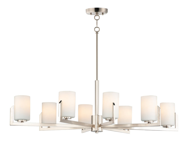 Dart 8 Light Chandelier in Satin Nickel