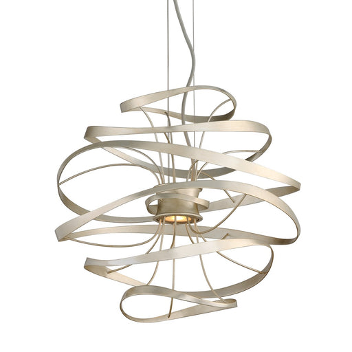 Calligraphy 2-Light Chandelier in Silver Leaf / Stainless Steel