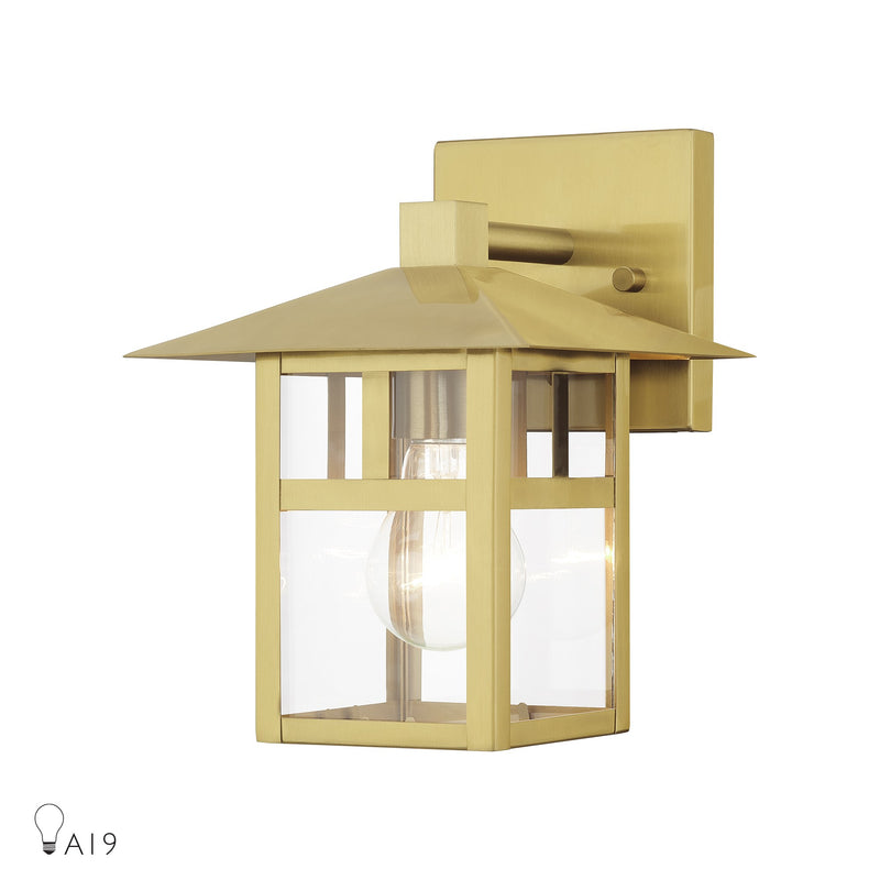 Crestlake Medium Outdoor Wall Lantern in Satin Gold