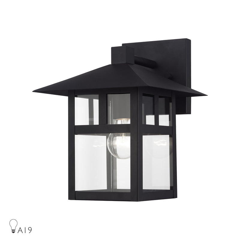 Crestlake Large Outdoor Wall Lantern in Textured Black