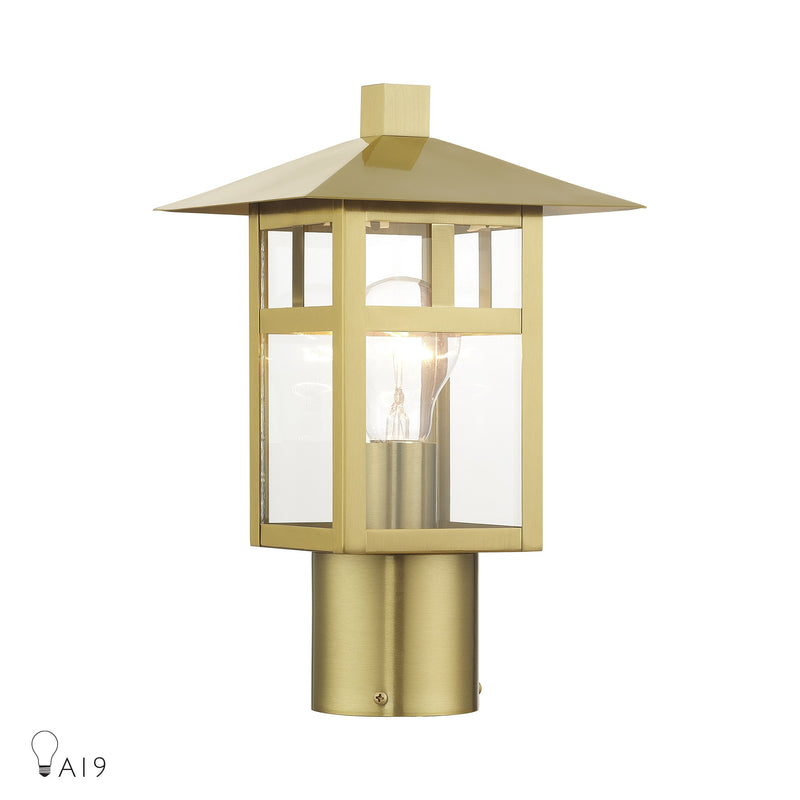 Crestlake Medium Outdoor Post Light in Satin Gold