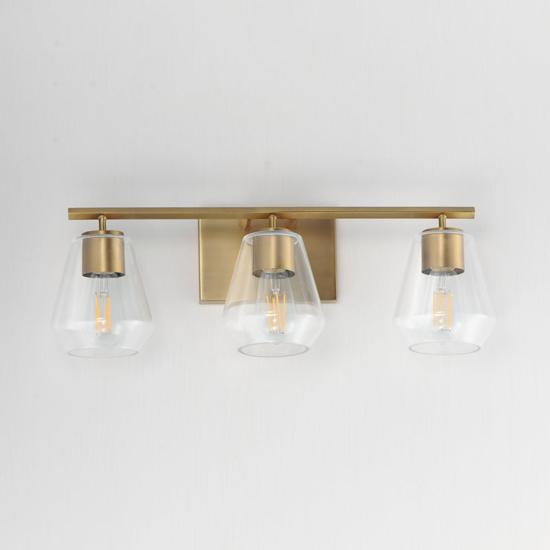 Geode 3 Light Bath Vanity Light in Natural Aged Brass