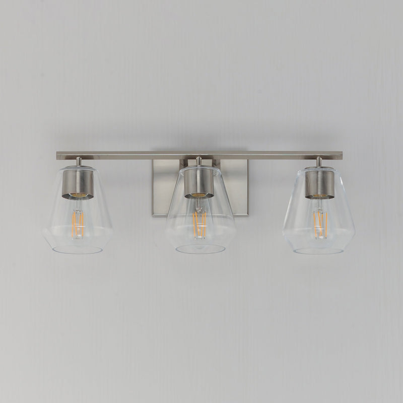 Geode 3 Light Bath Vanity Light in Satin Nickel