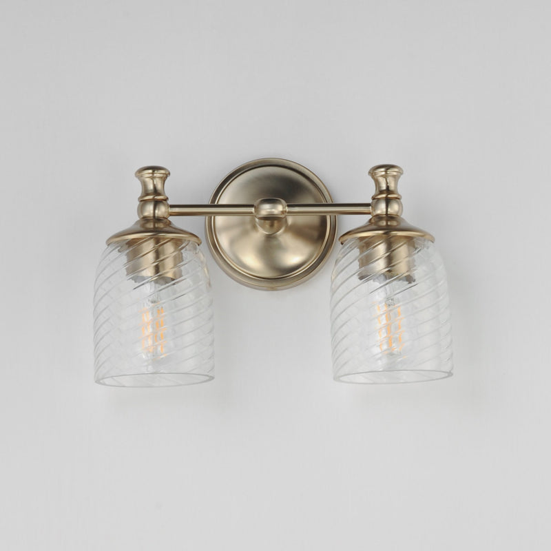 Swirl 2 Light Bath Vanity Light in Satin Champagne