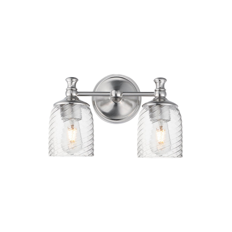 Swirl 2 Light Bath Vanity Light in Satin Nickel