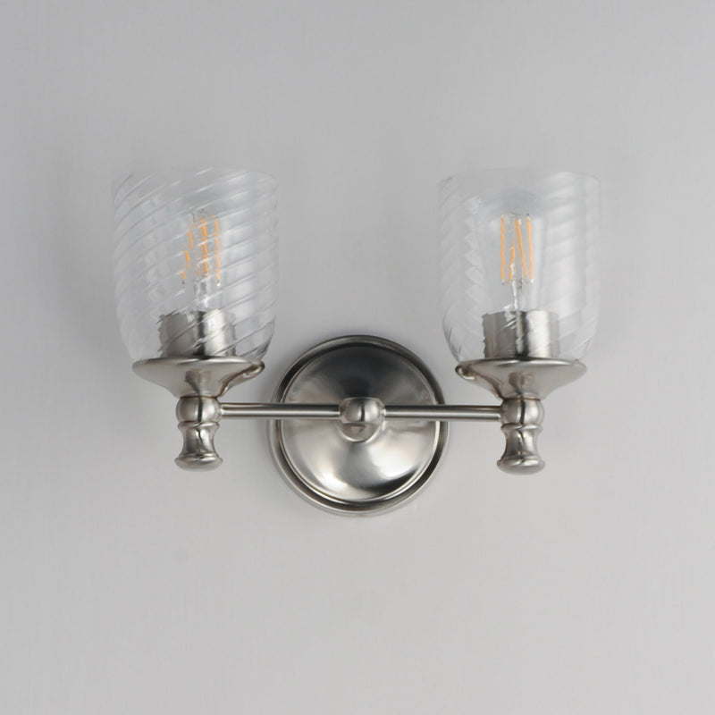 Swirl 2 Light Bath Vanity Light in Satin Nickel