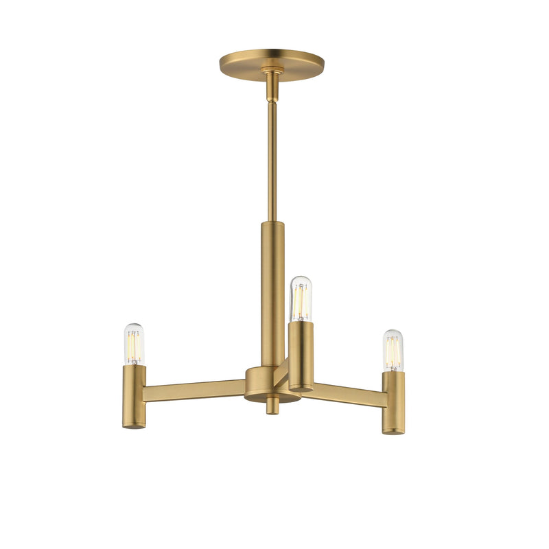 Emana 3 Light Chandelier in Natural Aged Brass