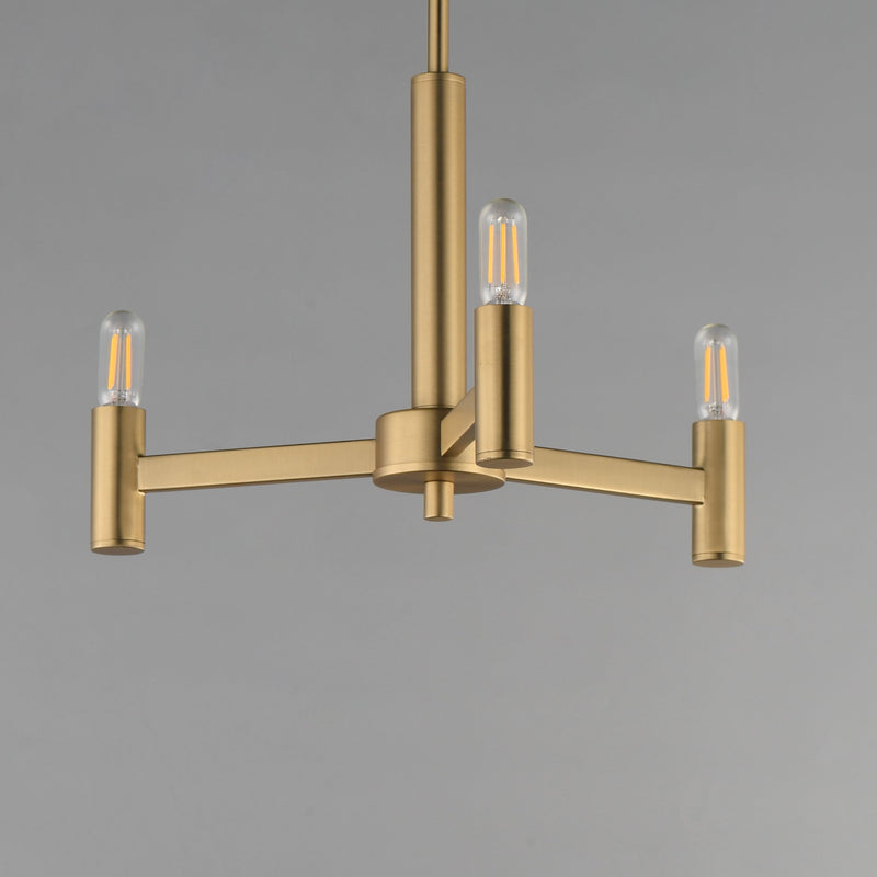 Emana 3 Light Chandelier in Natural Aged Brass