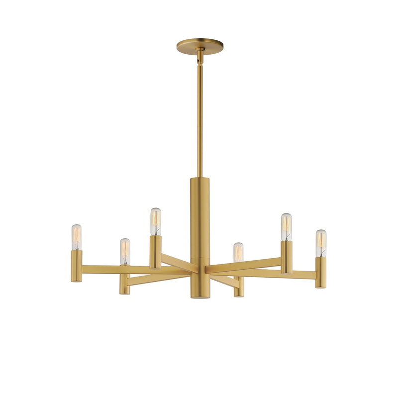 Emana 6 Light Chandelier in Natural Aged Brass