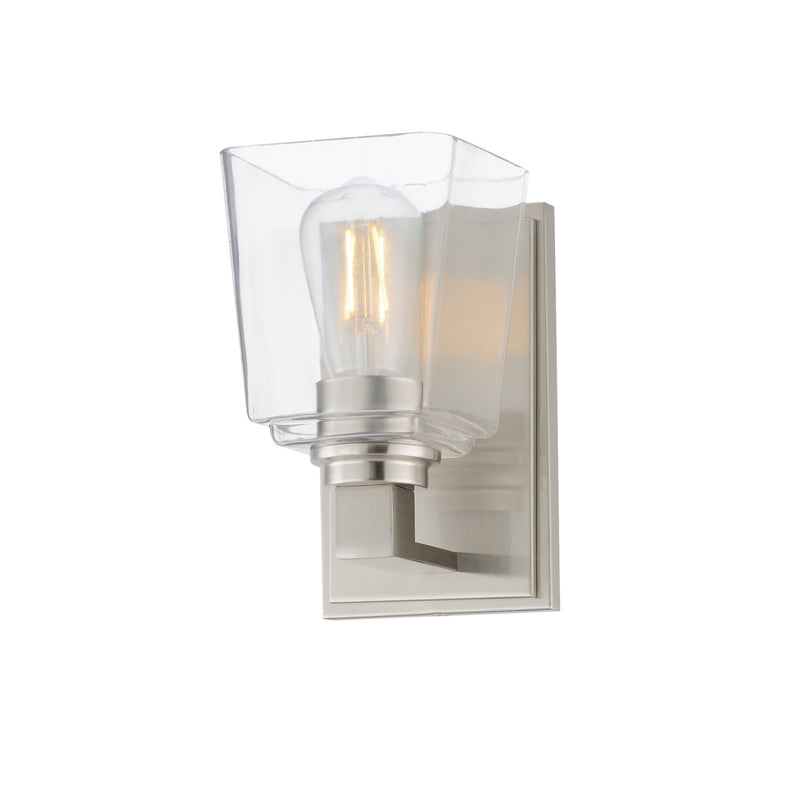 Cubos 1 Light Wall Sconce in Satin Nickel