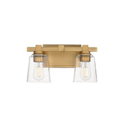 Cubos 2 Light Bath Vanity Light in Natural Aged Brass