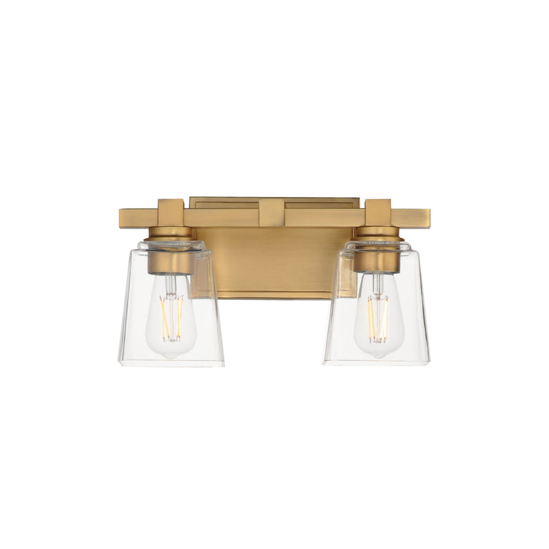 Cubos 2 Light Bath Vanity Light in Natural Aged Brass