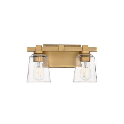 Cubos 2 Light Bath Vanity Light in Natural Aged Brass