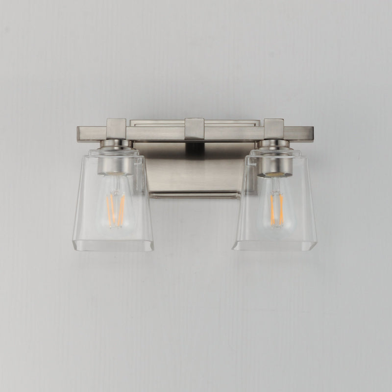 Cubos 2 Light Bath Vanity Light in Satin Nickel