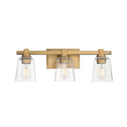 Cubos 3 Light Bath Vanity Light in Natural Aged Brass