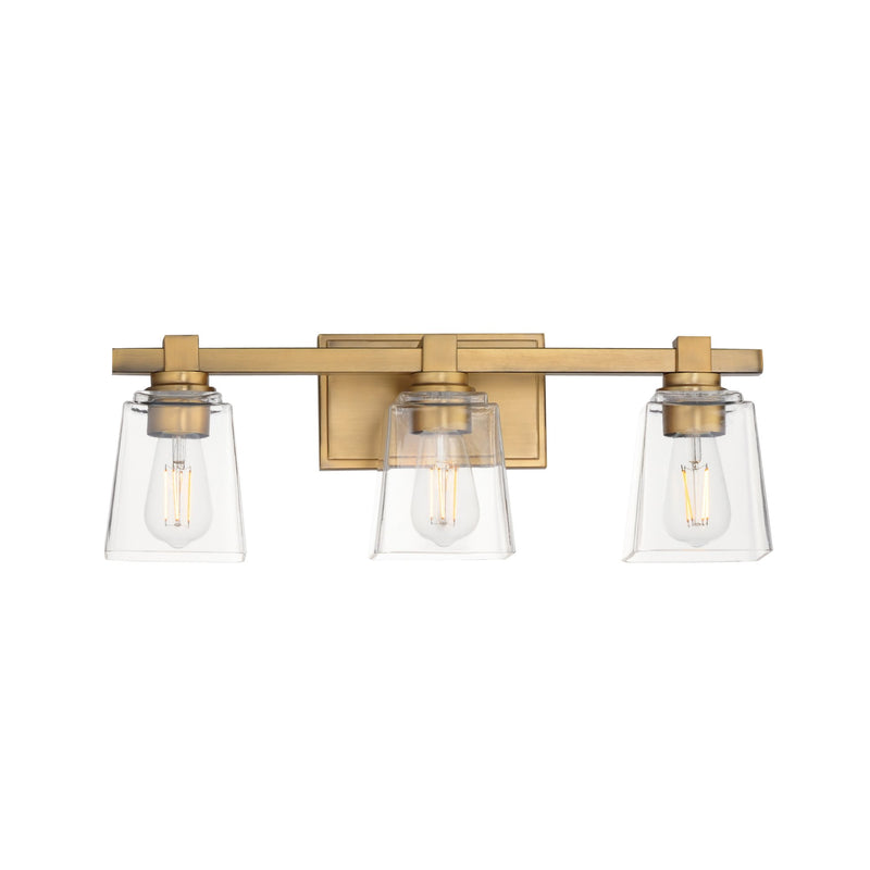 Cubos 3 Light Bath Vanity Light in Natural Aged Brass