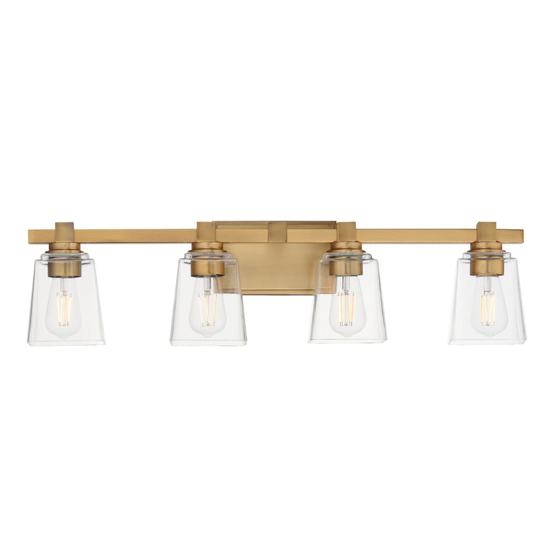 Cubos 4 Light Bath Vanity Light in Natural Aged Brass