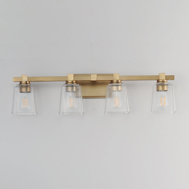 Cubos 4 Light Bath Vanity Light in Natural Aged Brass
