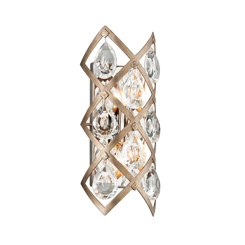 Tiara 2-Light Wall Sconce in Stria Gold Leaf / Stainless Steel