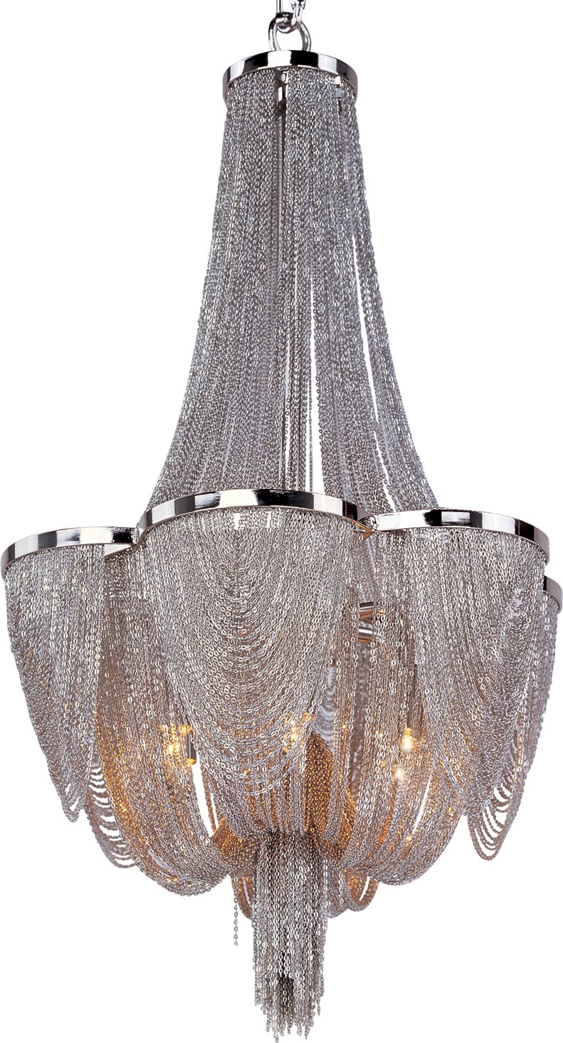 Chantilly 6 Light Chandelier in Polished Nickel