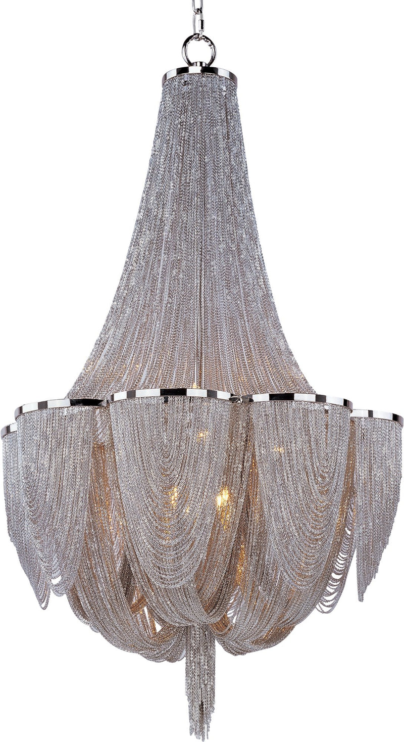 Chantilly 10 Light Chandelier in Polished Nickel