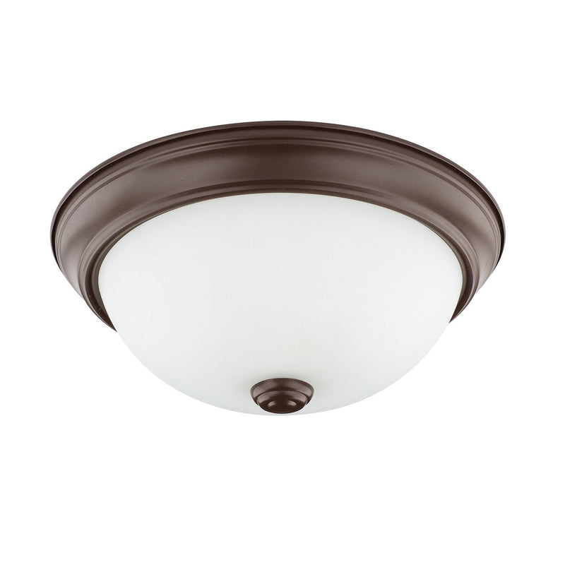 Bates 2-Light 11" White Glass Flush Mount in Bronze
