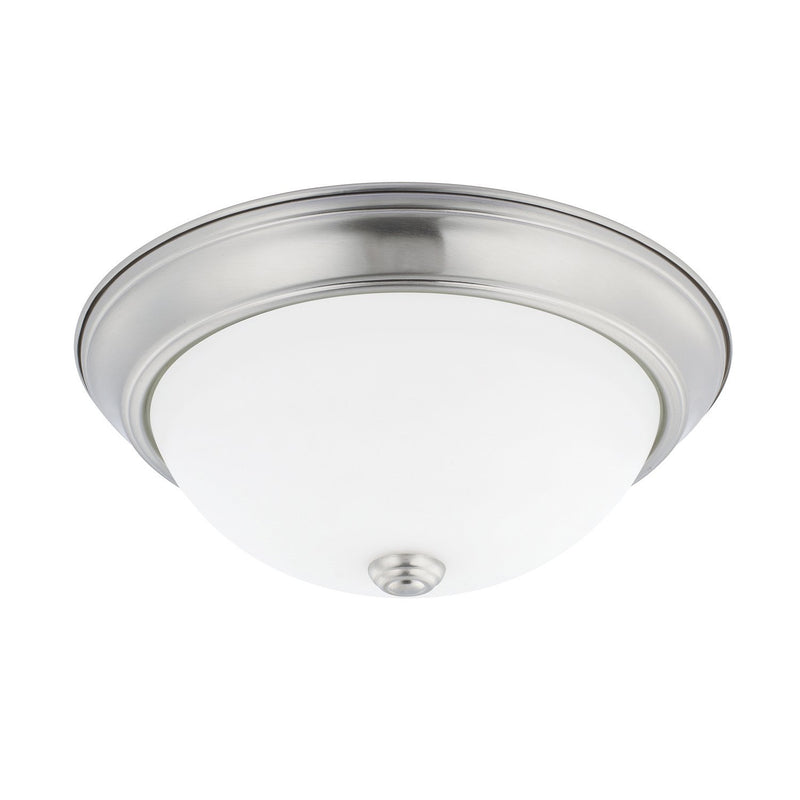 Bates 2-Light 13" White Glass Flush Mount in Brushed Nickel