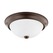 Bates 2-Light 13" White Glass Flush Mount in Bronze