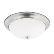 Bates 3-Light White Glass Flush Mount in Brushed Nickel
