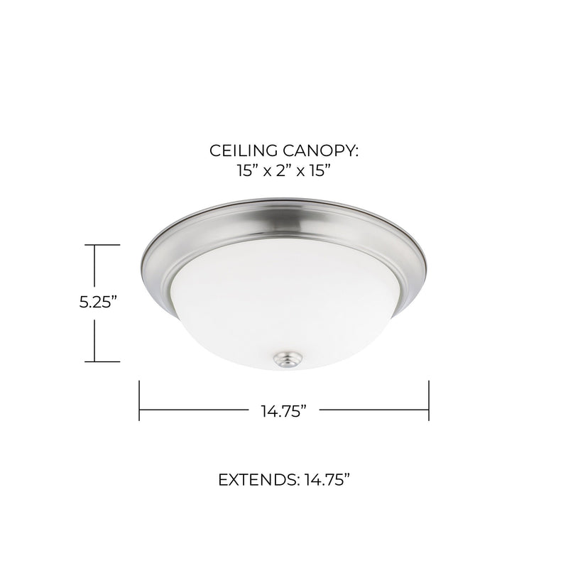 Bates 3-Light White Glass Flush Mount in Brushed Nickel