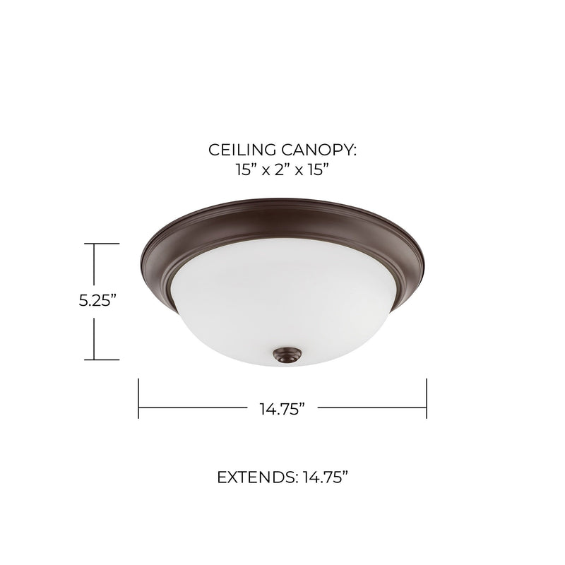 Bates 3-Light White Glass Flush Mount in Bronze