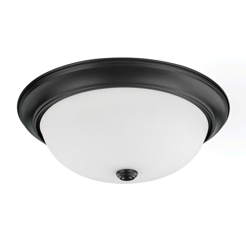 Bates 3-Light White Glass Flush Mount in Matte Black
