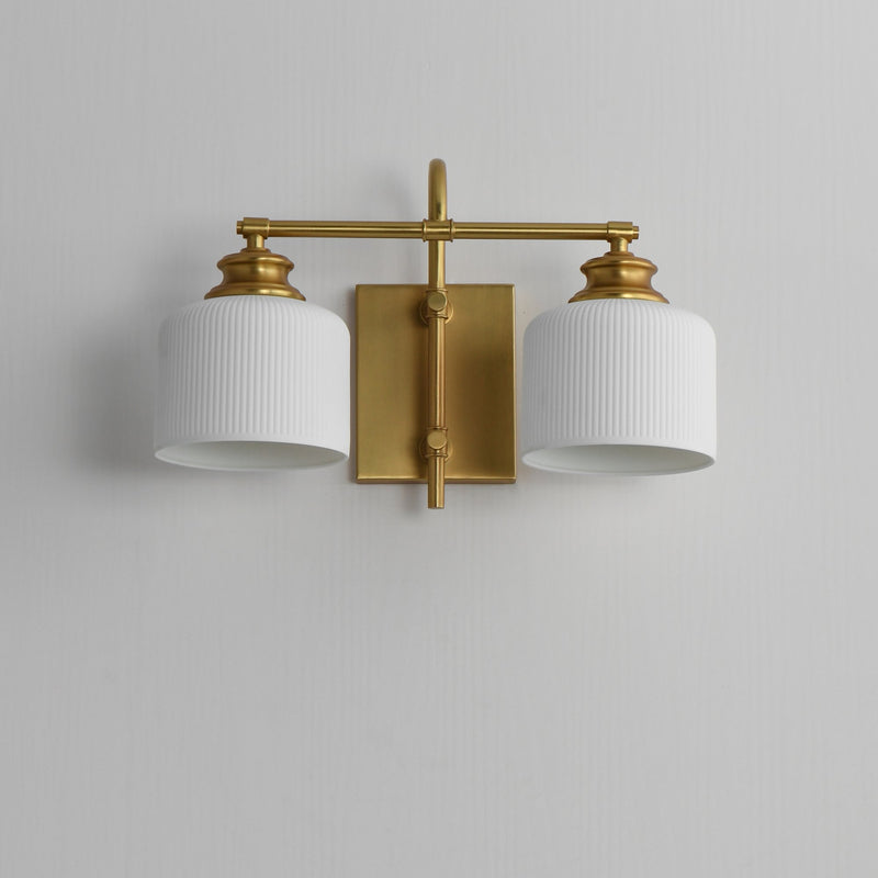 Bisque 2 Light Bath Vanity Light in Natural Aged Brass