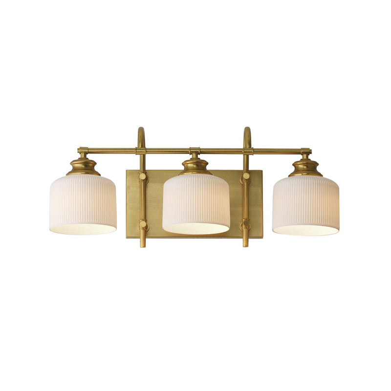 Bisque 3 Light Bath Vanity Light in Natural Aged Brass